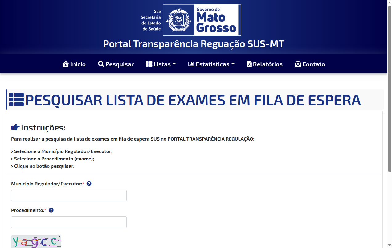 Screenshot de Lista de espera de Exames