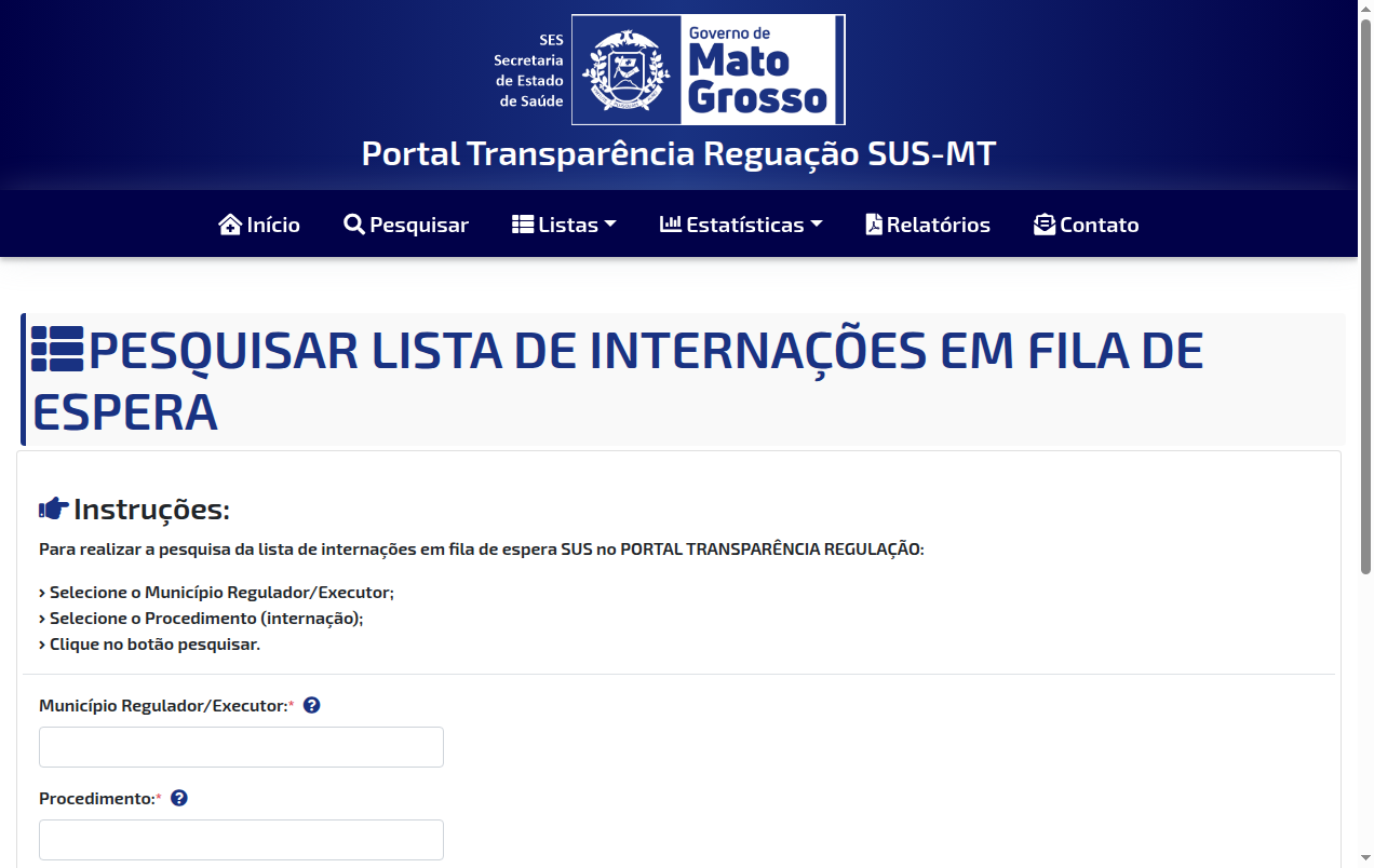 Screenshot de Lista de espera de Internações