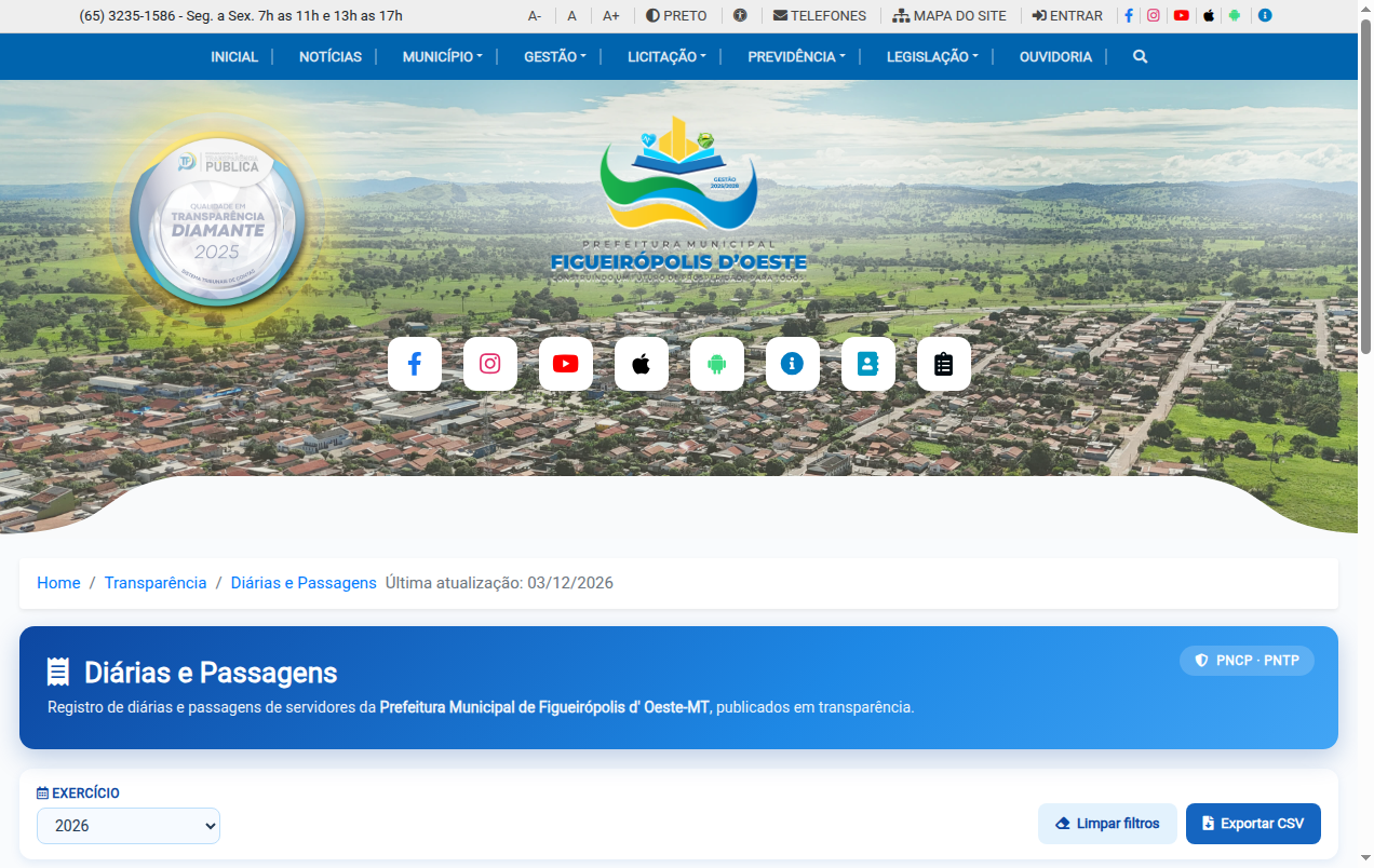 Screenshot de Diárias