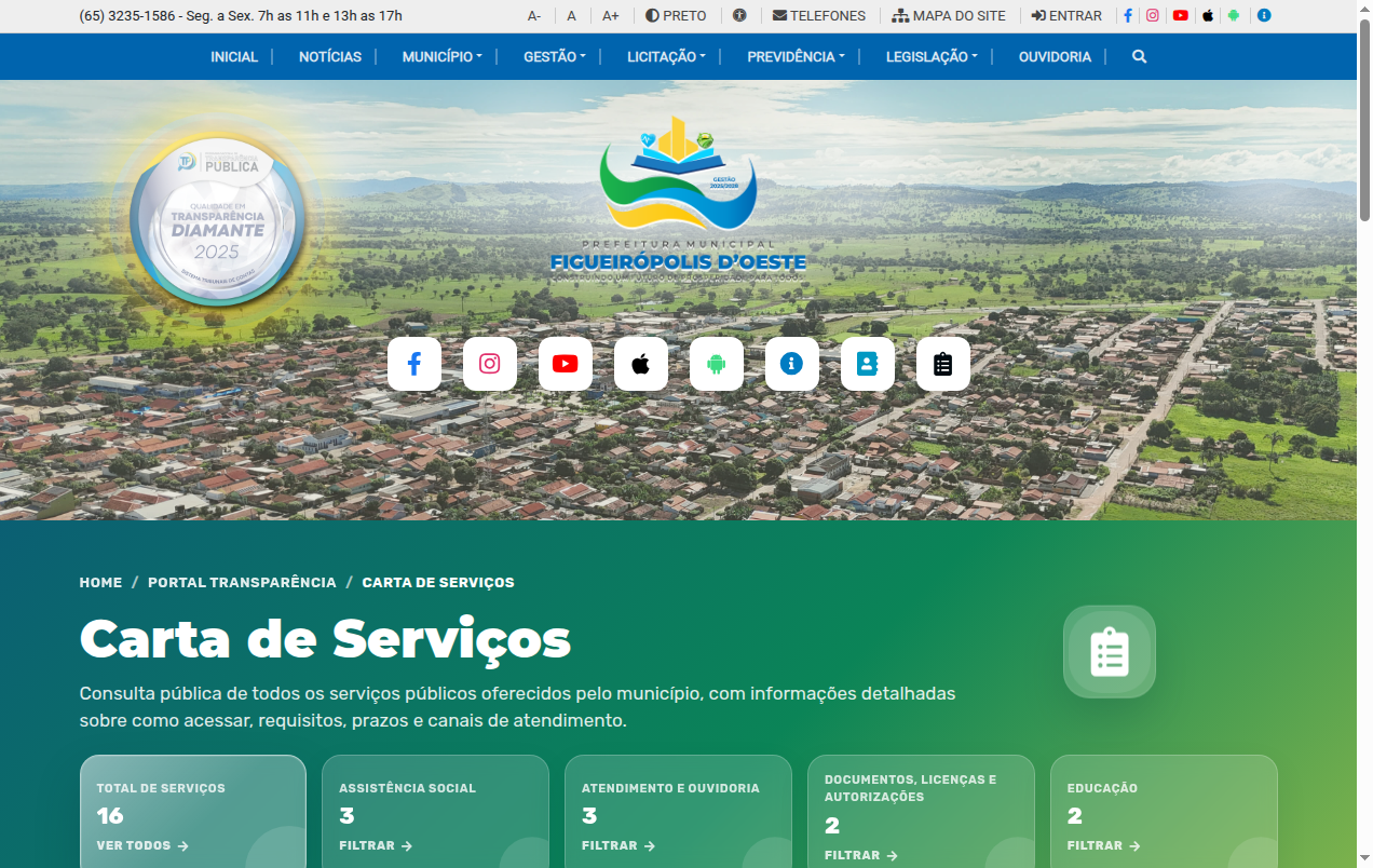 Screenshot de Cartas de Serviço