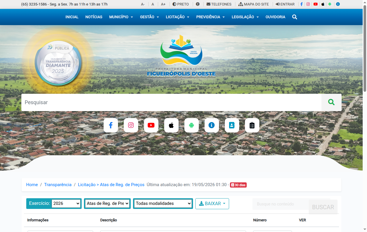 Screenshot de Atas de Reg. de Preços