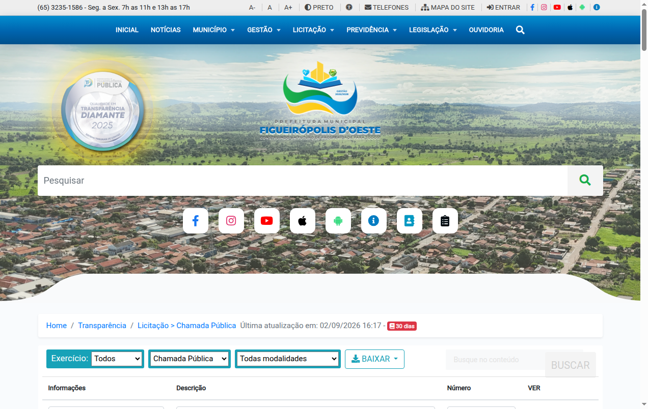 Screenshot de Chamada Pública