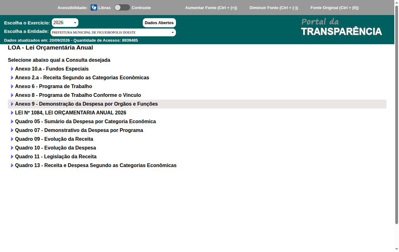 Screenshot de Disponibilidade