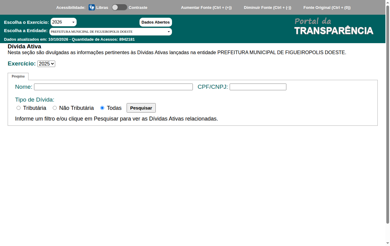 Screenshot de Dívida Ativa Tributária