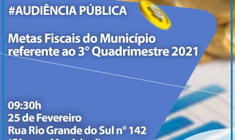 AUDIÊNCIA PÚBLICA METAS FISCAIS DO MUNICÍPIO REFERENTE AO 3° QUADRIMESTRE 2021