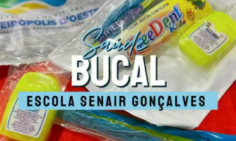 Alunos da EMEF Professora Senair recebem kits de higiene bucal