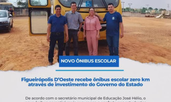 Figueirópolis D’Oeste recebe ônibus escolar zero km para garantir mais segurança e conforto aos alunos
