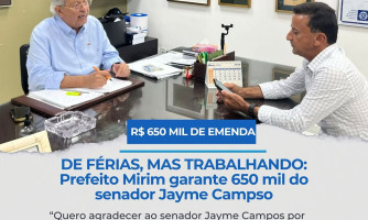 Mesmo de férias, prefeito Mirim garante R$650 mil para infraestrutura de Figueirópolis D’Oeste