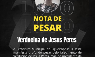Nota de Pesar: Falecimento de Verducina de Jesus Peres