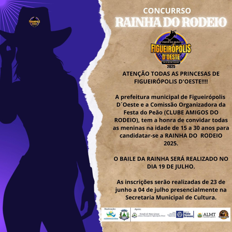 Inscrições abertas para Rainha do Rodeio em Figueirópolis DOeste