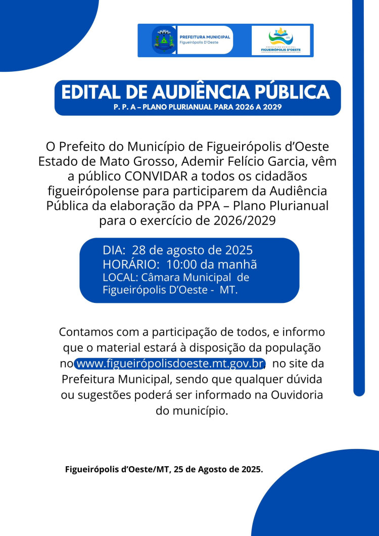 AUDIÊNCIA PÚBLICA – PPA 2026-2029