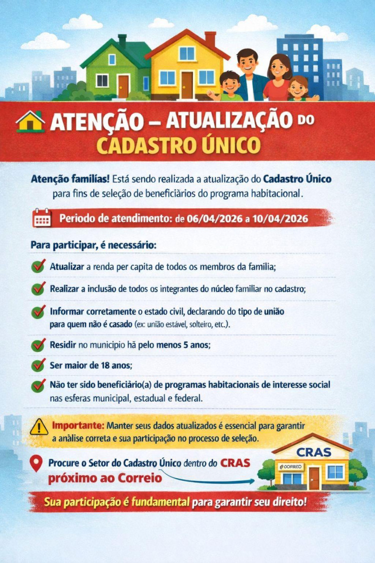 Atualização do Cadastro Único para seleção do programa habitacional