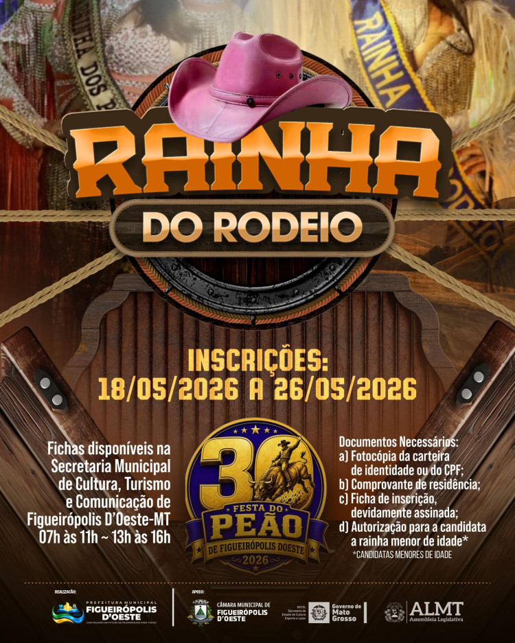CONCURSO RAINHA DO RODEIO DA 30ª FESTA DO PEÃO DE FIGUEIRÓPOLIS D'OESTE 2026