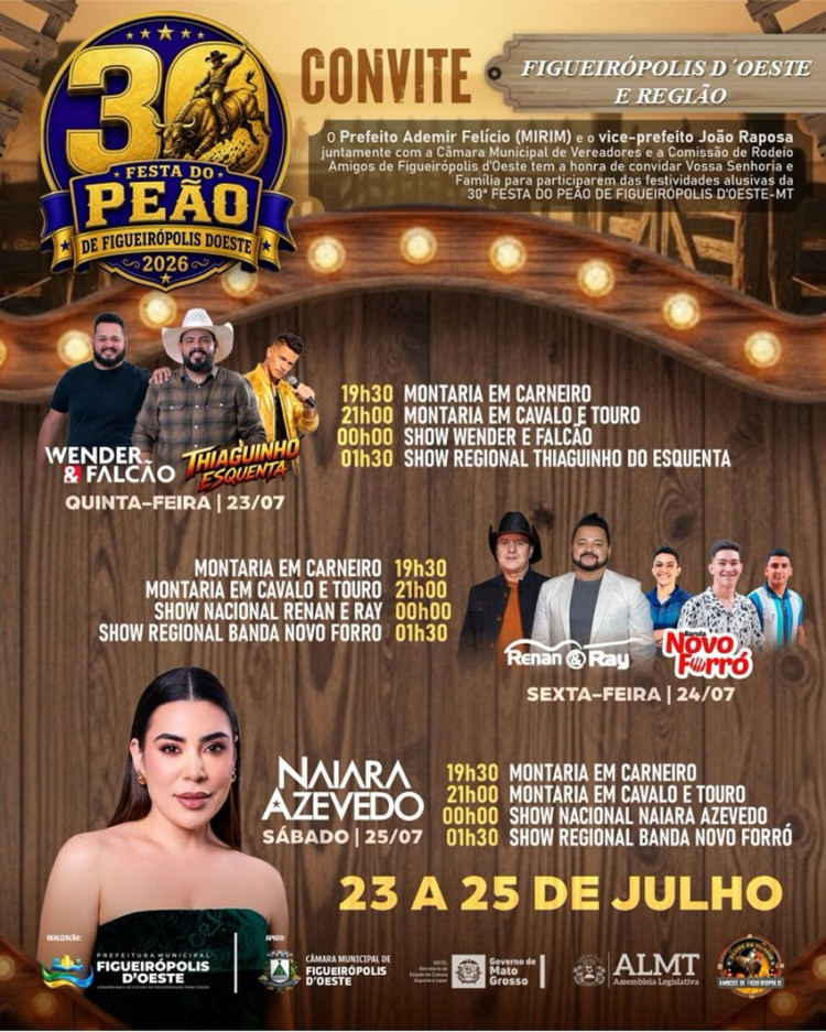30ª Festa do Peão de Figueirópolis D’Oeste: 23-25 de julho