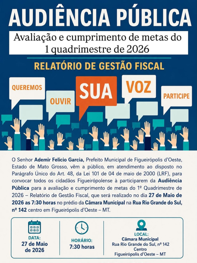 Audiência Pública: Avaliação das Metas do 1º Quadrimestre 2026