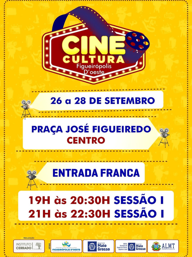 Cine Cultura: Cinema ao Ar Livre em Figueirópolis D’Oeste — 26 a 28/09 (Entrada Gratuita)