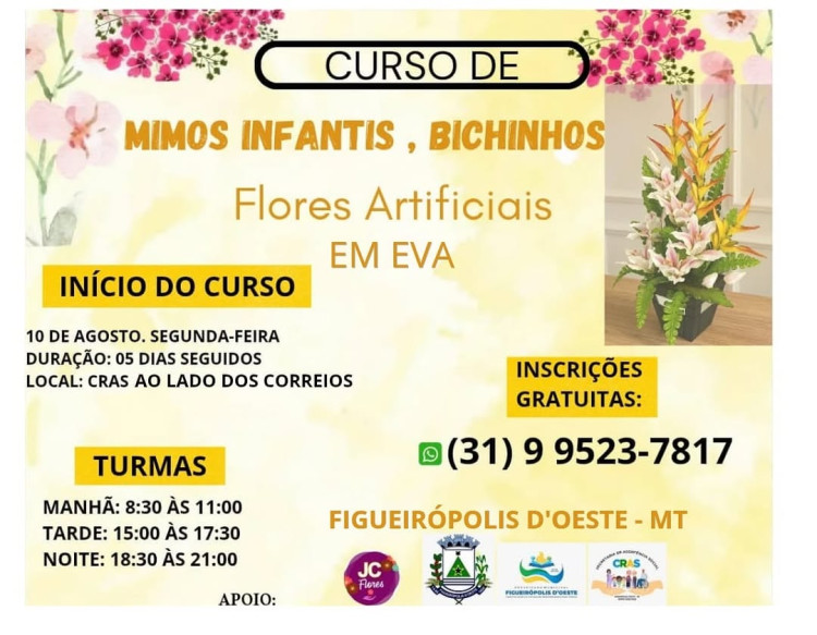 Curso Gratuito de Mimos Infantis, Bichinhos e Flores Artificiais