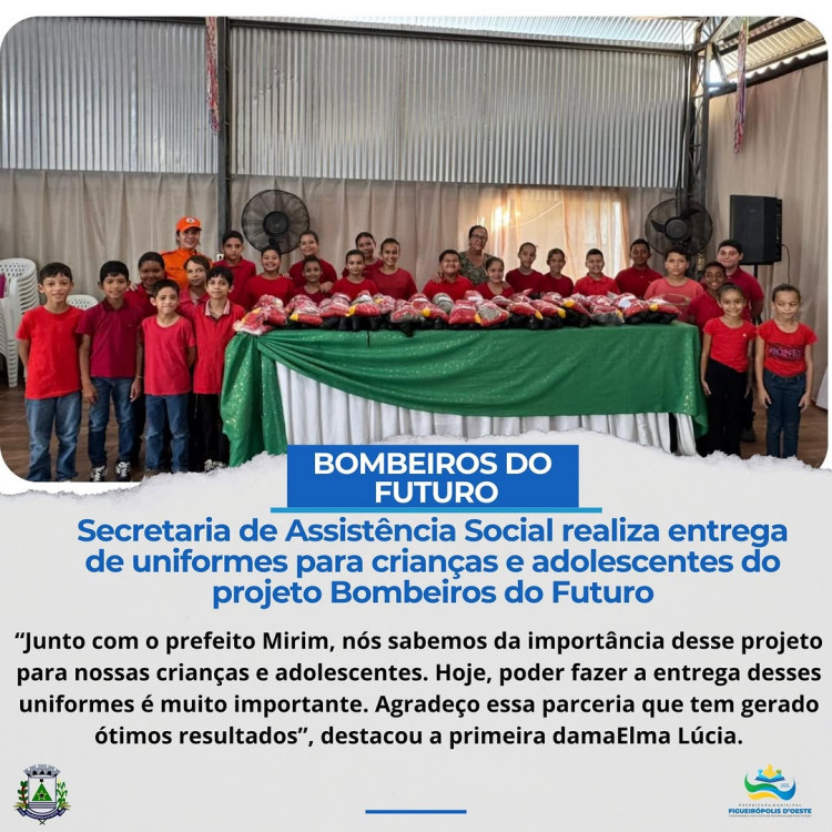 Entrega de uniformes do projeto Bombeiros do Futuro