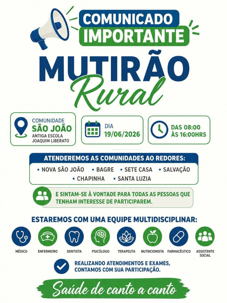 Mutirão Rural leva Saúde e Cidadania à Comunidade São João