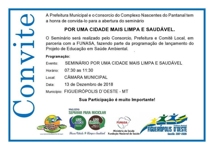 Convite da Prefeitura para abertura do seminário